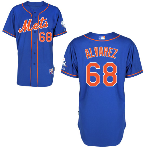 Dario alvarez #68 MLB Jersey-New York Mets Men's Authentic Alternate Blue Home Cool Base Baseball Jersey